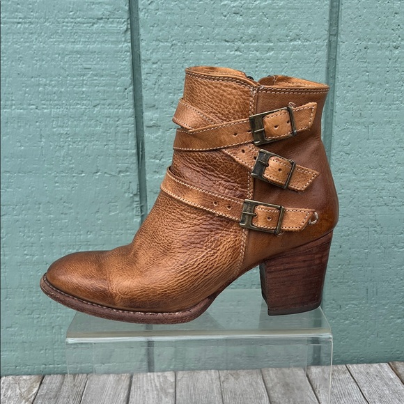 Bed Stu Brown Leather Ankle Boots with Buckles - Picture 1 of 15
